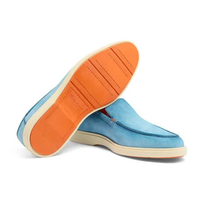 Santoni Light Blue Suede Loafer Men Loafers