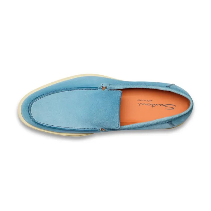 Santoni Light Blue Suede Loafer Men Loafers