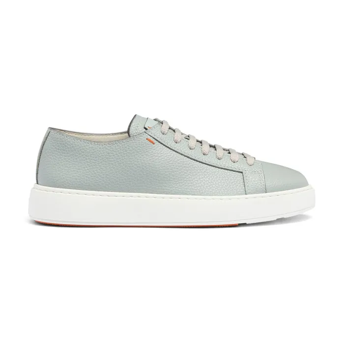 Santoni Light Blue Tumbled Leather Sneaker Men Sneakers