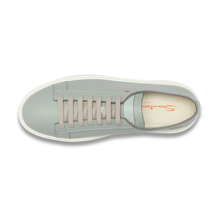 Santoni Light Blue Tumbled Leather Sneaker Men Sneakers