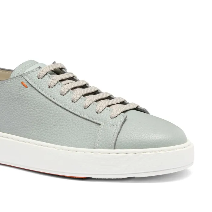 Santoni Light Blue Tumbled Leather Sneaker Men Sneakers