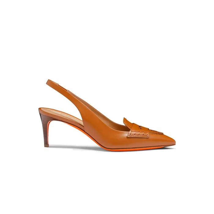Santoni Light Brown Leather MidHeel Pump Women Pumps and Heels