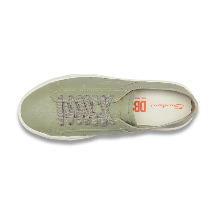 Santoni Light Green Tumbled Leather Double Buckle Sneaker Men Sneakers