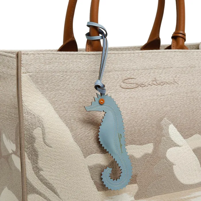 Santoni Orange SeaHorse Charm MenWomen Small Leather Goods