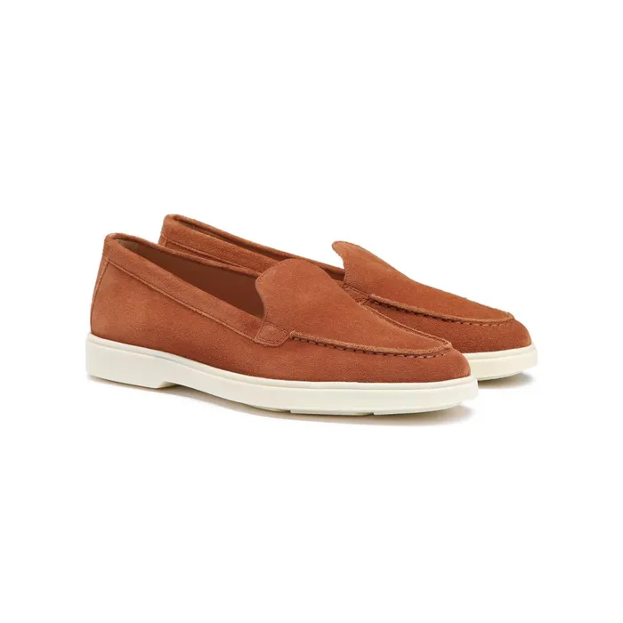 Santoni Orange Suede Loafer Women Loafers
