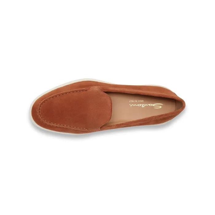 Santoni Orange Suede Loafer Women Loafers