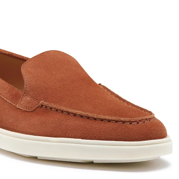 Santoni Orange Suede Loafer Women Loafers
