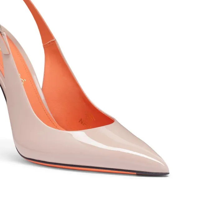 Santoni Pink Patent Leather HighHeel Slingback Women Pumps and Heels