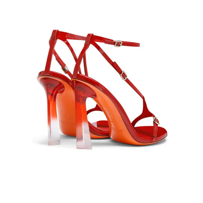 Santoni Red Patent Leather HighHeel Sandal Women Sandals