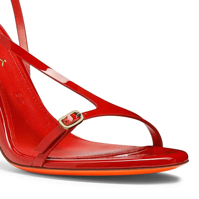 Santoni Red Patent Leather HighHeel Sandal Women Sandals
