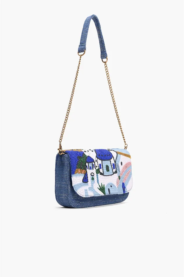Santorini Sky Embellished Shoulder Bag Shoulder Bags America and Beyond Women
