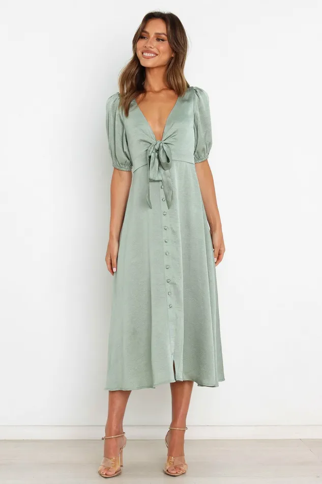 Satin Dresses Petal and Pup Women Piper Dress Sage