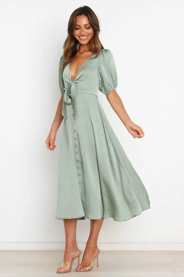 Satin Dresses Petal and Pup Women Piper Dress Sage