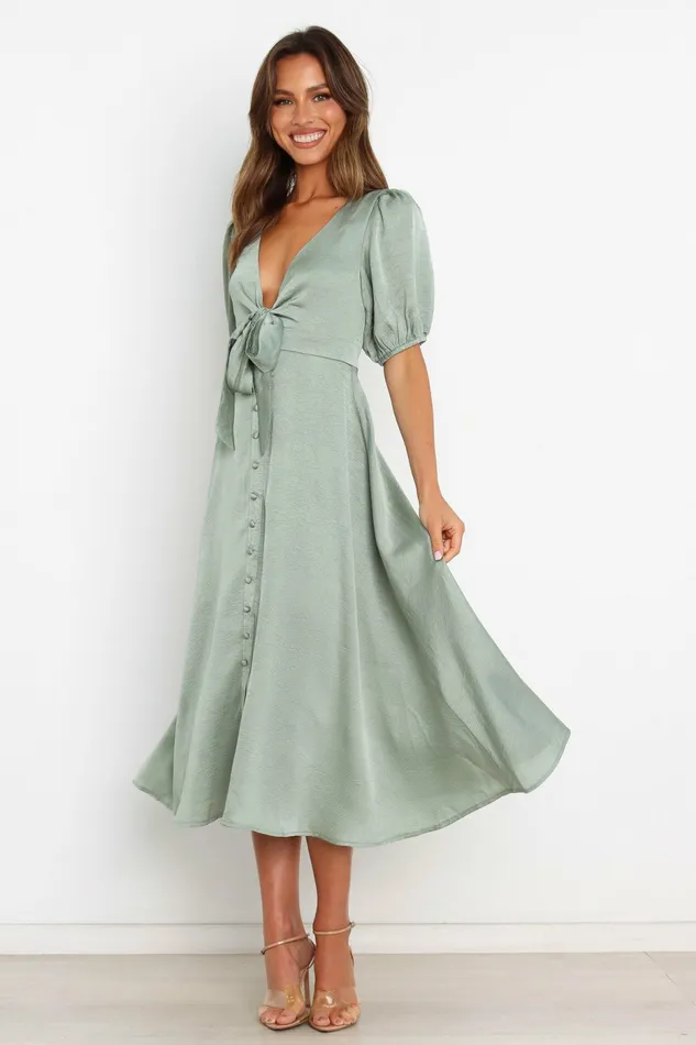 Satin Dresses Petal and Pup Women Piper Dress Sage