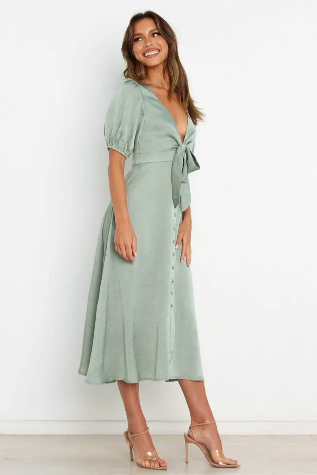 Satin Dresses Petal and Pup Women Piper Dress Sage