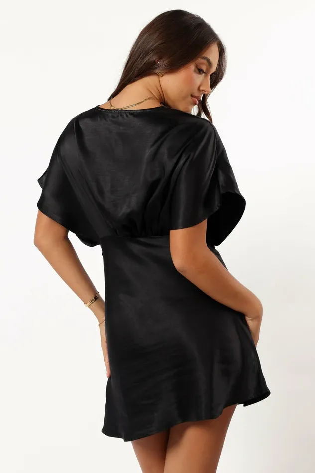 Satin Dresses Petal and Pup Women Ricki Mini Dress Black