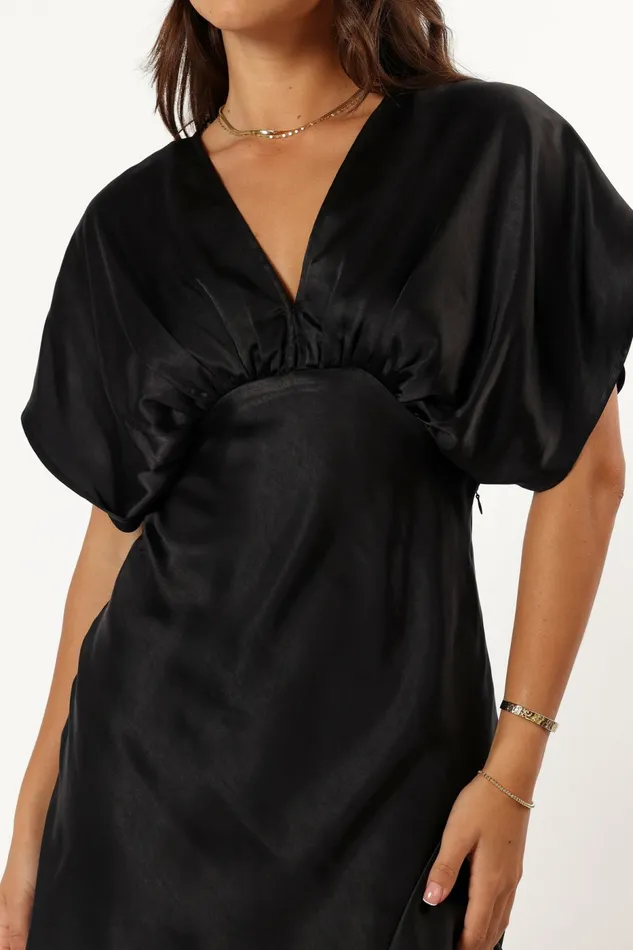 Satin Dresses Petal and Pup Women Ricki Mini Dress Black