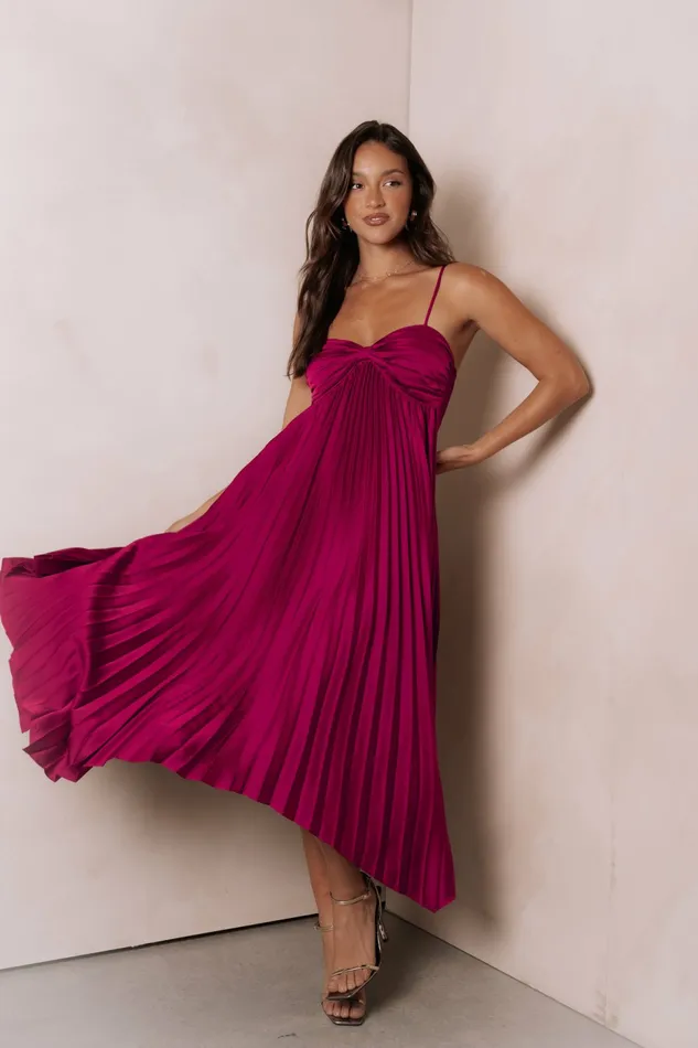 Satin Dresses Vikki Dress Magenta Petal and Pup Women