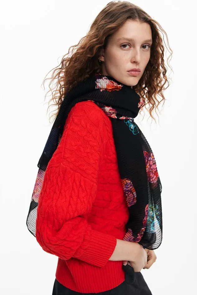 Scarves And Scarf Women Desigual Floral Scarf M Christian Lacroix Black