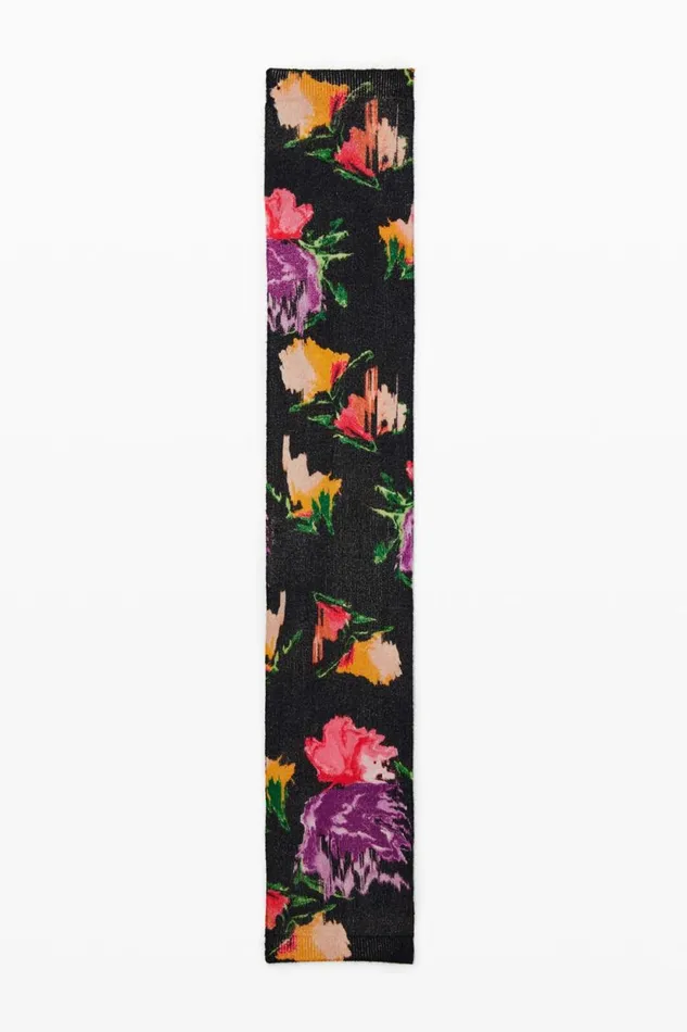Scarves And Scarf Women Desigual Long Floral Scarf Black