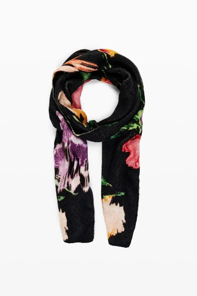Scarves And Scarf Women Desigual Long Floral Scarf Black