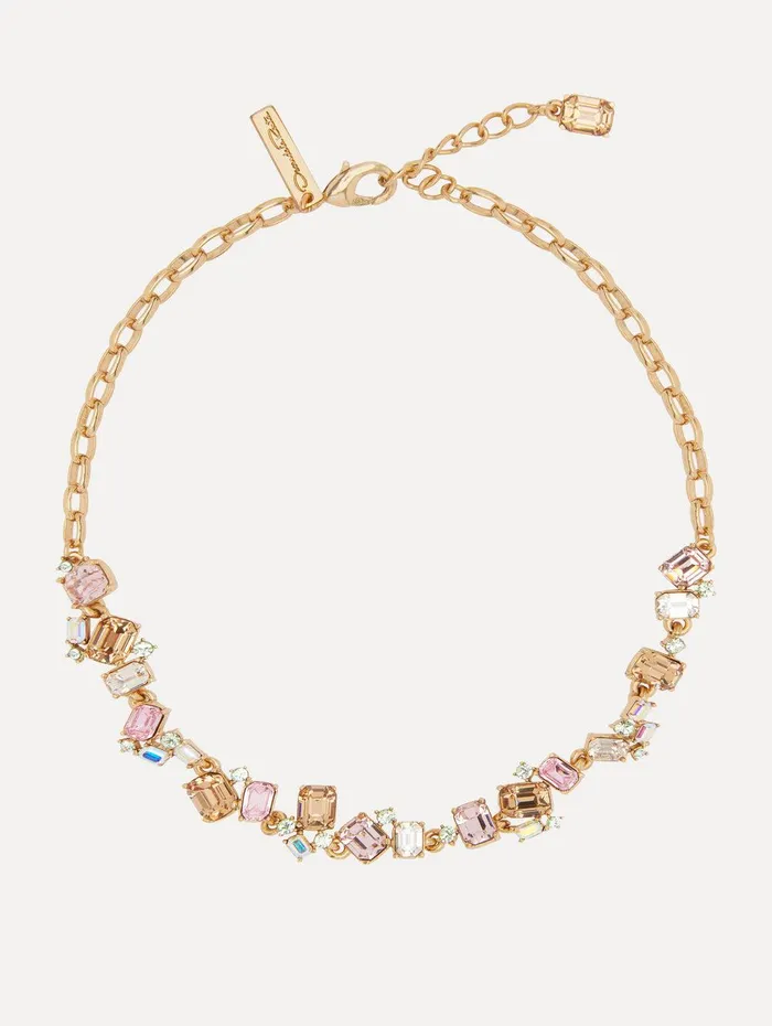 Scramble Crystal Necklace Rose Gold Multi Women Oscar De La Renta Necklaces