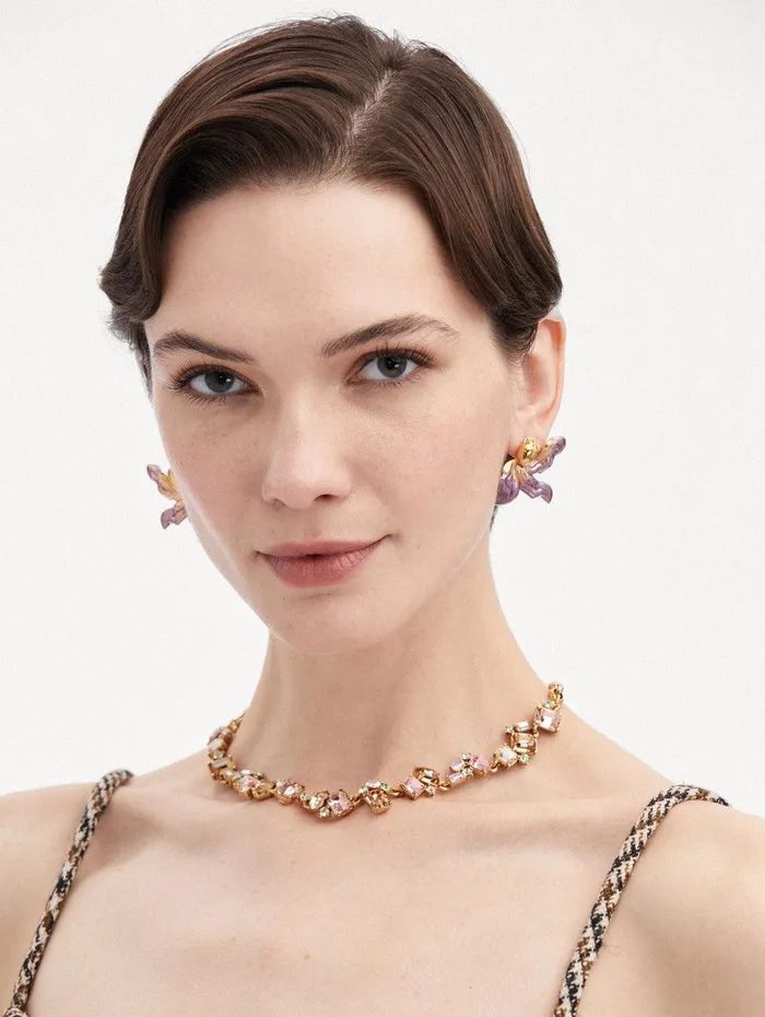Scramble Crystal Necklace Rose Gold Multi Women Oscar De La Renta Necklaces Scramble Crystal Necklace Rose Gold Multi Women Oscar De La Renta Necklaces