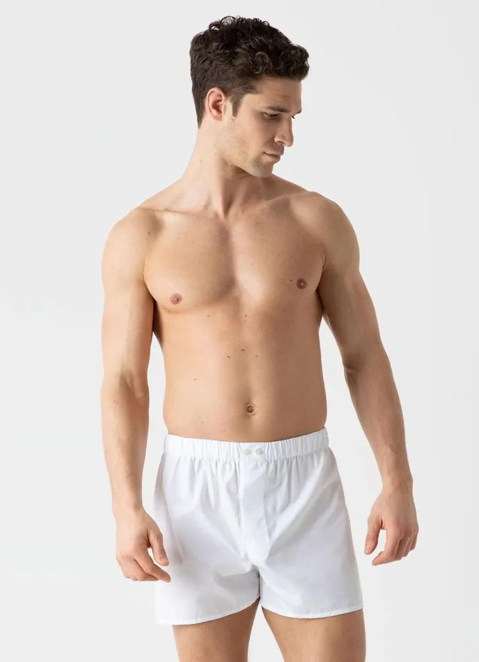 Sea Island Cotton Boxer Shorts White Men SUNSPEL Boxer Shorts