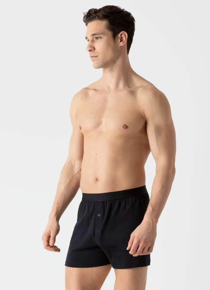 Sea Island Cotton OneButton Shorts Black Men SUNSPEL Trunks and Shorts