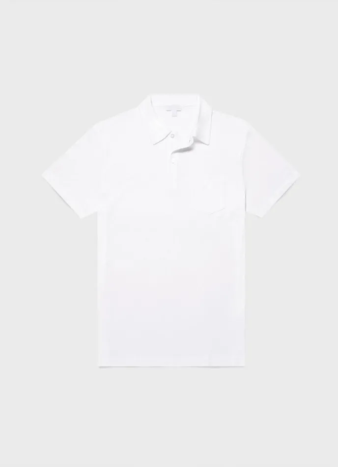 Sea Island Cotton Riviera Polo Shirt White Men SUNSPEL Polo Shirts