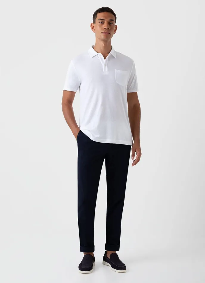 Sea Island Cotton Riviera Polo Shirt White Men SUNSPEL Polo Shirts