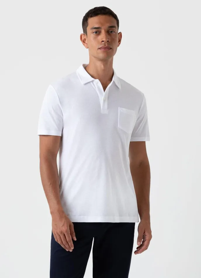 Sea Island Cotton Riviera Polo Shirt White Men SUNSPEL Polo Shirts