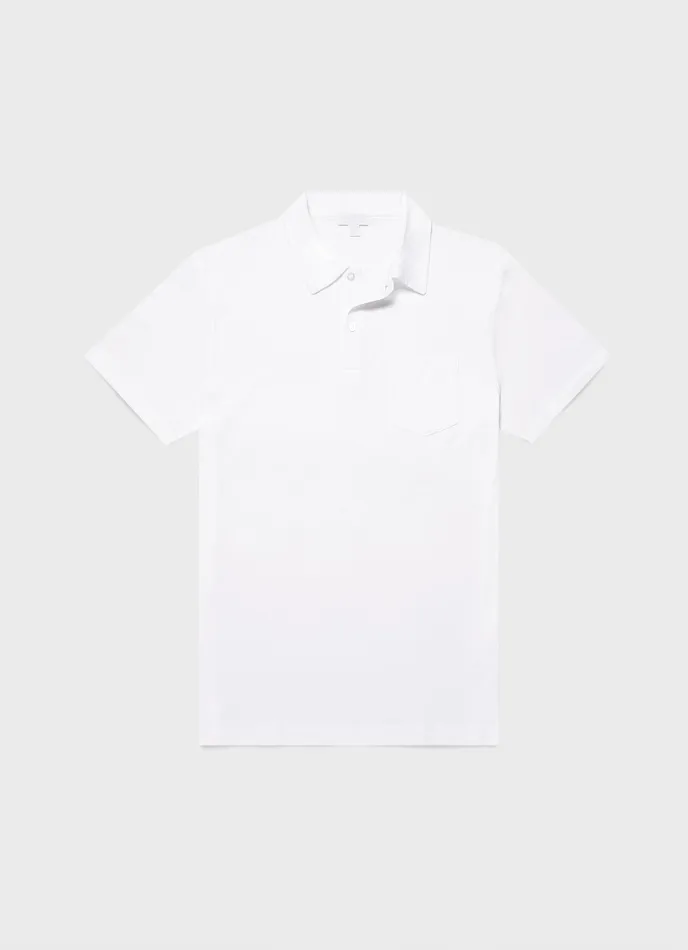 Sea Island Cotton Riviera Polo Shirt White Polo Shirts ussunspel Men