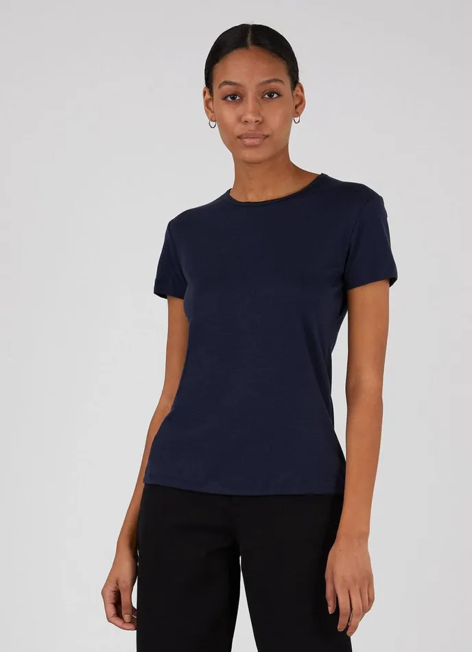 Sea Island Cotton Tshirt Navy Women SUNSPEL Tshirts and Tops