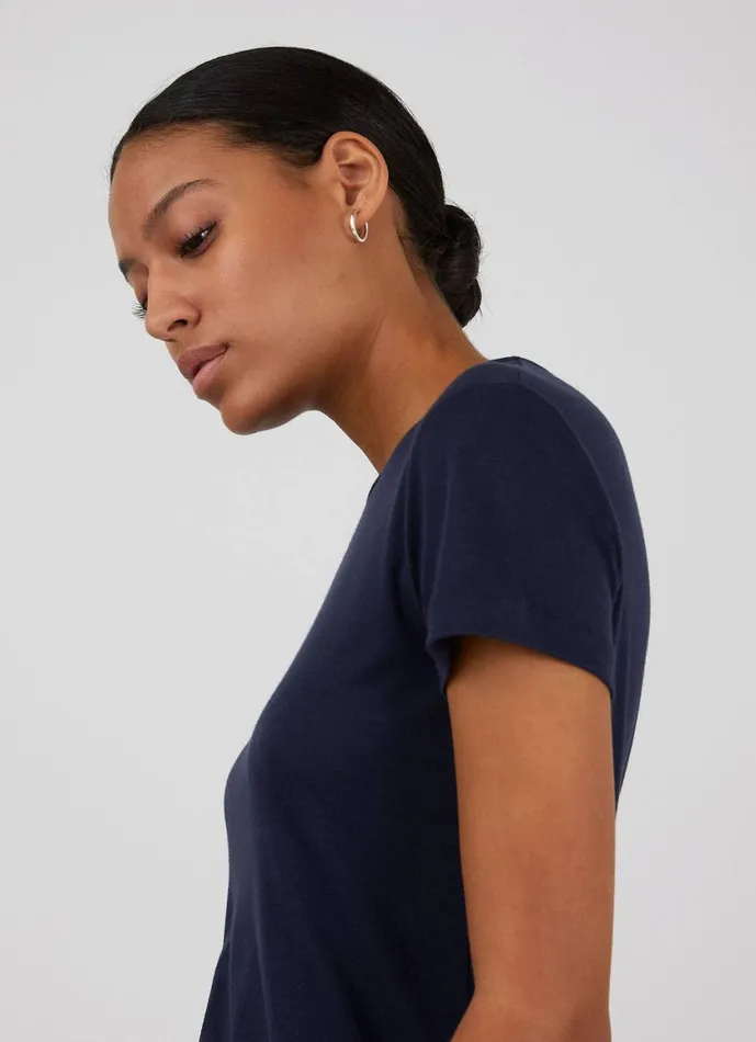 Sea Island Cotton Tshirt Navy Women SUNSPEL Tshirts and Tops
