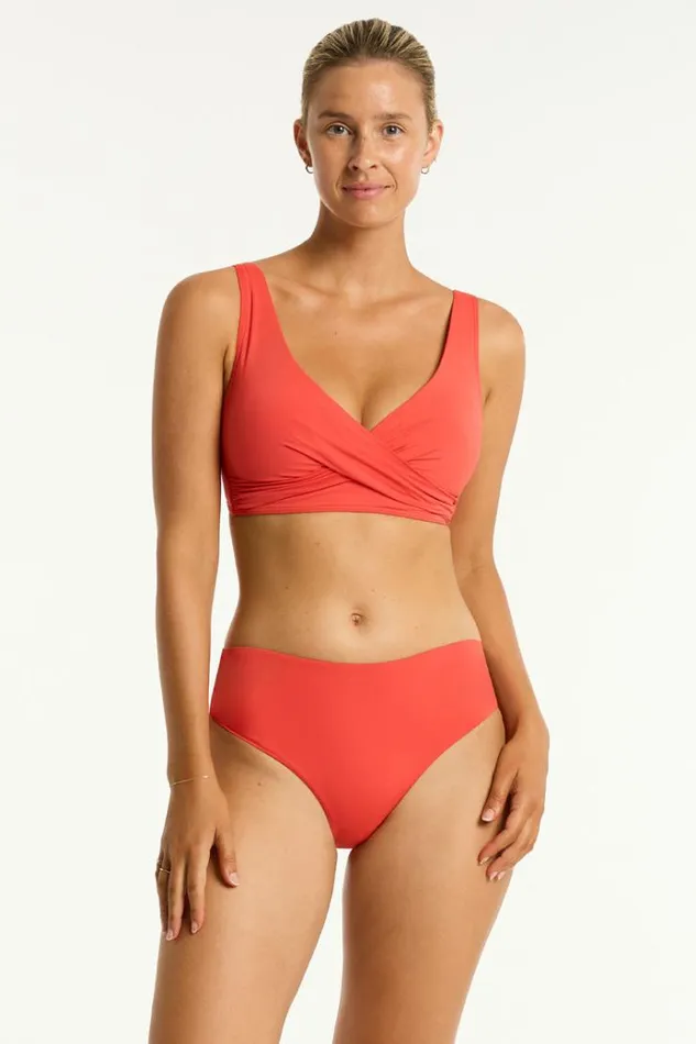 Sea Level Bottoms Essentials Edit Mid Bikini Pant Eco Essentials Flame 8211 Women