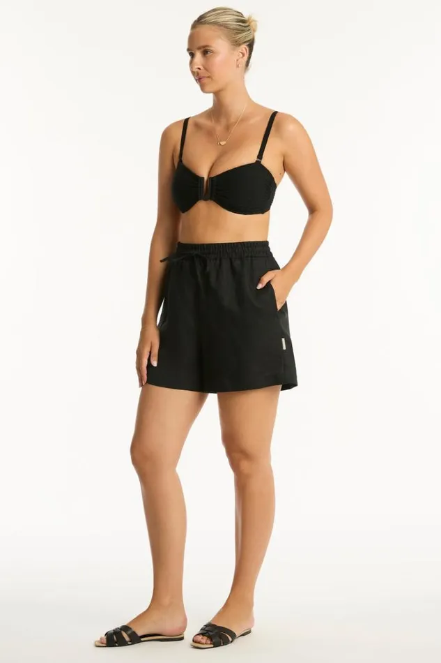 Sea Level Linen Tidal Linen Boardwalk Short Tidal Linen Black 8211 Women