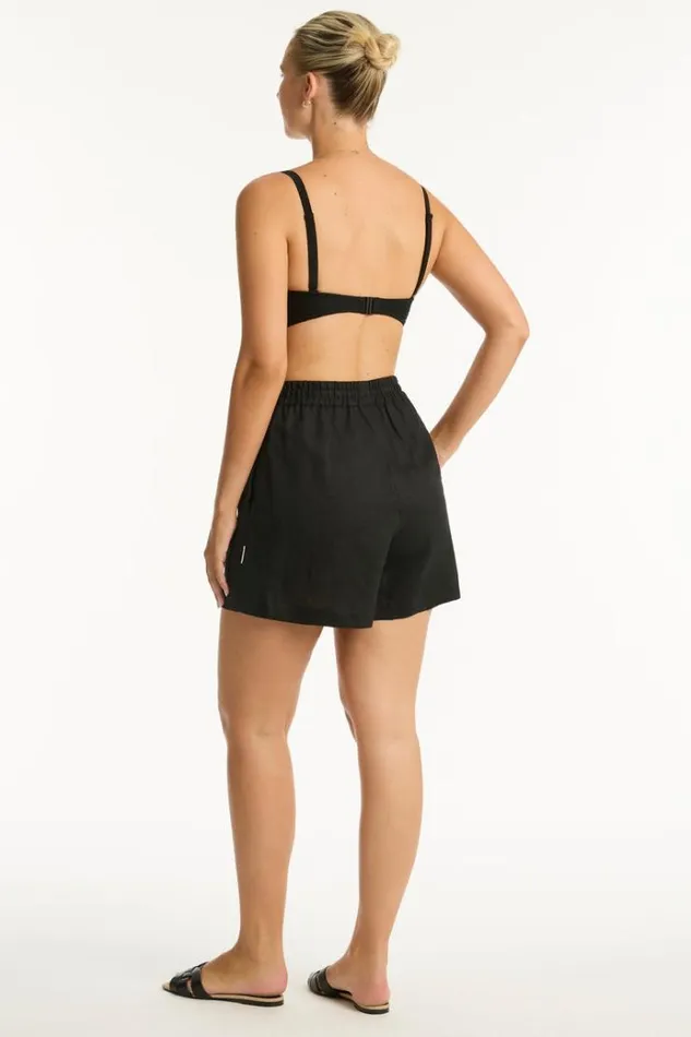 Sea Level Linen Tidal Linen Boardwalk Short Tidal Linen Black 8211 Women