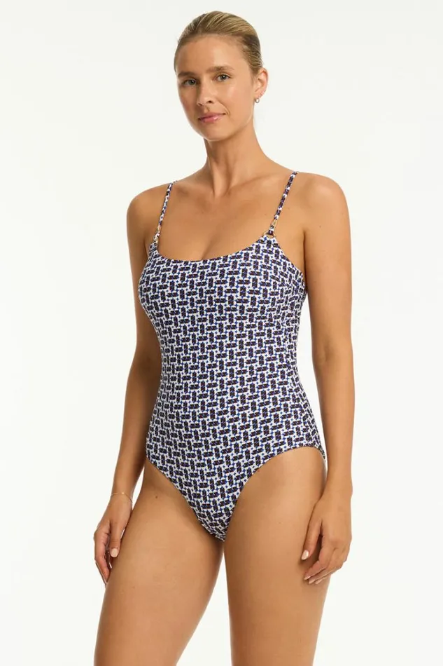 Sea Level One Pieces Coast Scoop Neck One Piece Coast Cobalt 8211 Women