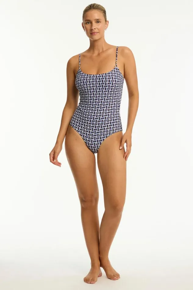 Sea Level One Pieces Coast Scoop Neck One Piece Coast Cobalt 8211 Women