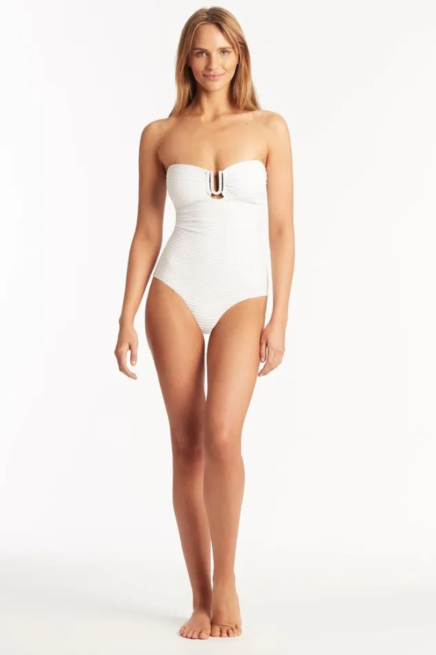 Sea Level One Pieces Spinnaker U Bar Bandeau One Piece Spinnaker White 8211 Women