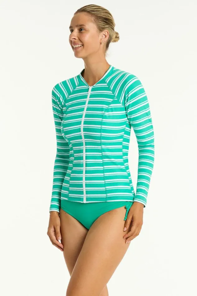 Sea Level Surf Suits and Rash Vests Biarritz Long Sleeve Rash Vest Biarritz Evergreen 8211 Women