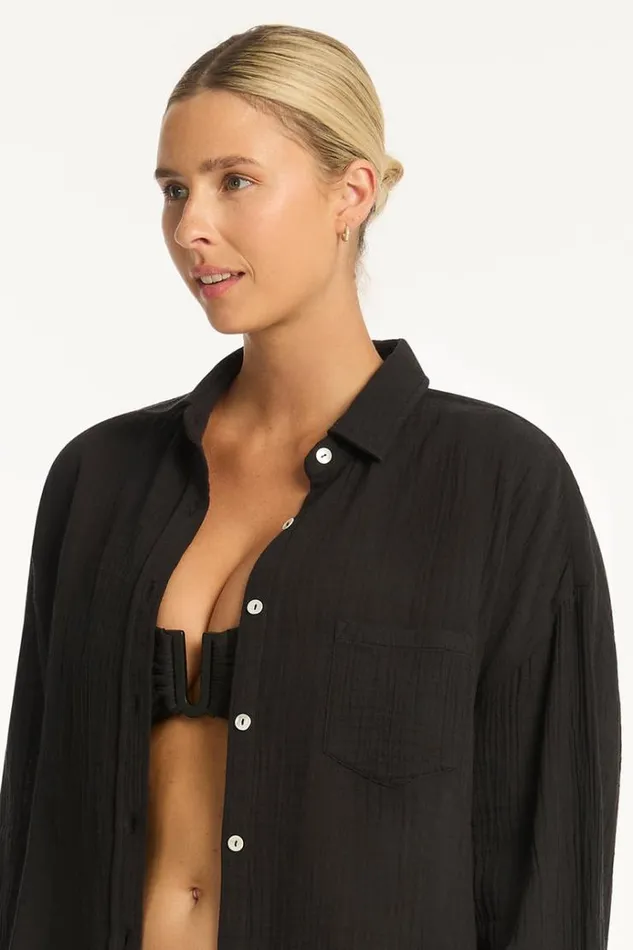 Sea Level Tops Sunset Beach Shirt Sunset Black 8211 Women