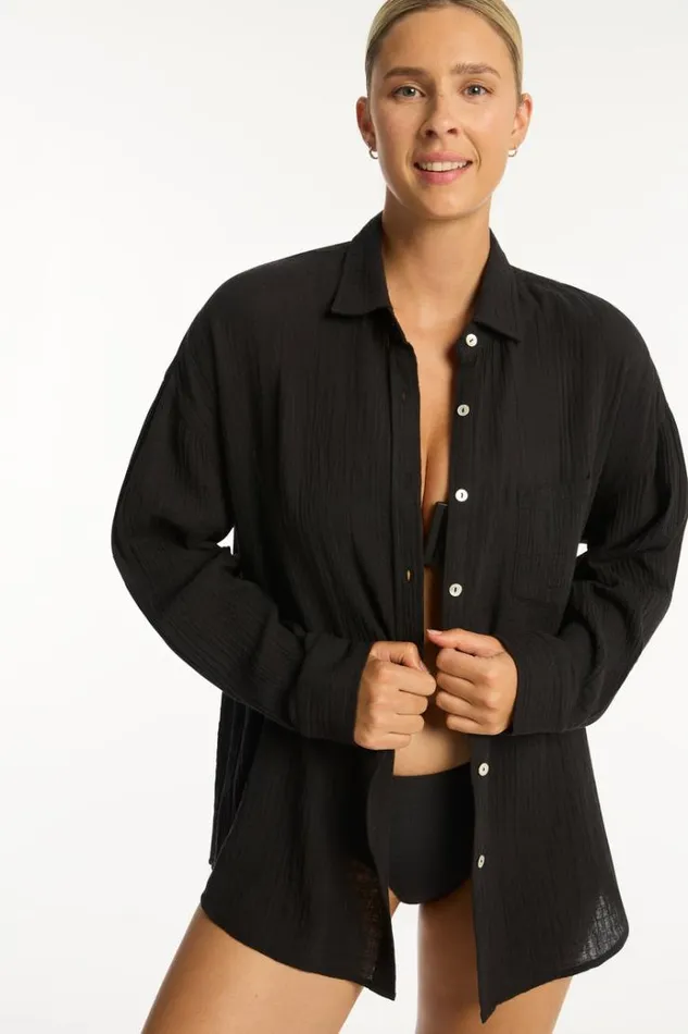 Sea Level Tops Sunset Beach Shirt Sunset Black 8211 Women
