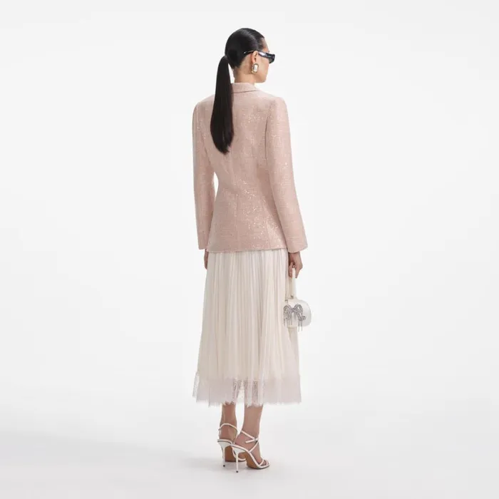 Sequin Boucle Chiffon Midi Dress Women Self Portrait Dresses Sequin Boucle Chiffon Midi Dress Women Self Portrait Dresses