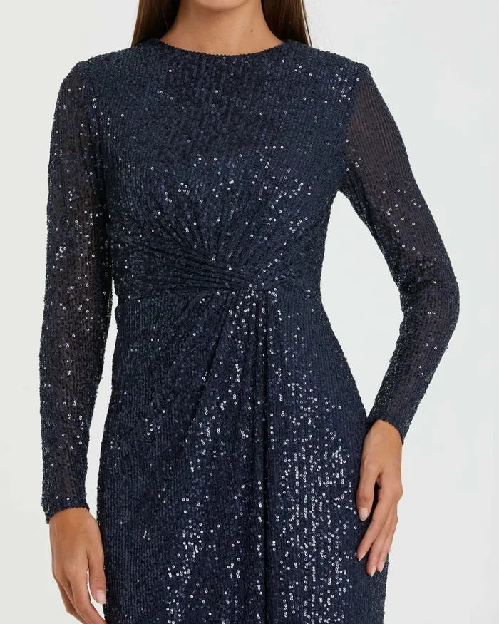 Sequined Long Sleeve Side Knot Dress Emerald Women Best Sellers Mac Duggal Sequined Long Sleeve Side Knot Dress Emerald Women Best Sellers Mac Duggal
