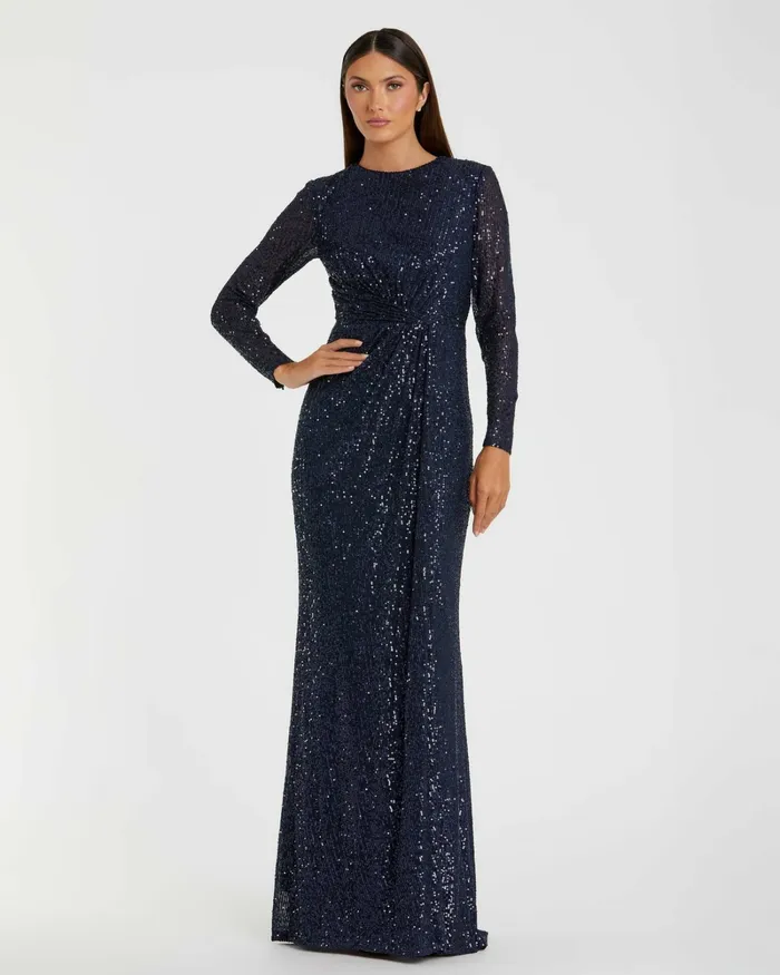 Sequined Long Sleeve Side Knot Dress Emerald Women Best Sellers Mac Duggal Sequined Long Sleeve Side Knot Dress Emerald Women Best Sellers Mac Duggal