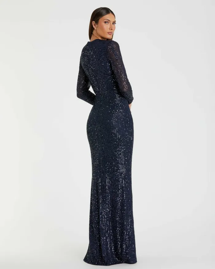 Sequined Long Sleeve Side Knot Dress Emerald Women Best Sellers Mac Duggal Sequined Long Sleeve Side Knot Dress Emerald Women Best Sellers Mac Duggal