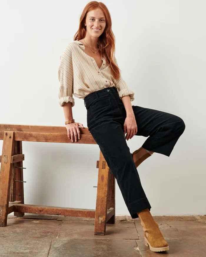 Sessn Womens Trousers Hudson street Black