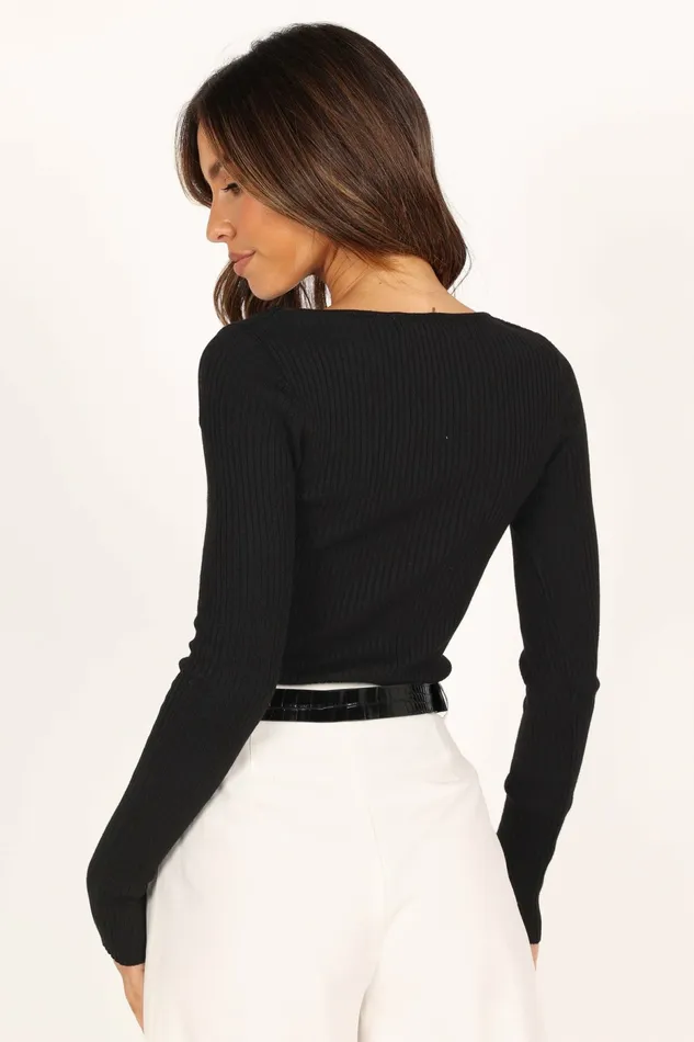 Shani Ribbed Knit Top Black Tops Petal and Pup Women